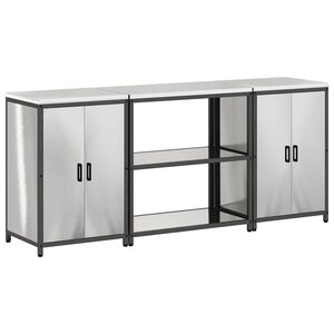 vidaXL Conjunto de Armazenamento de Cozinha HATTEM 3 unid. Prateado