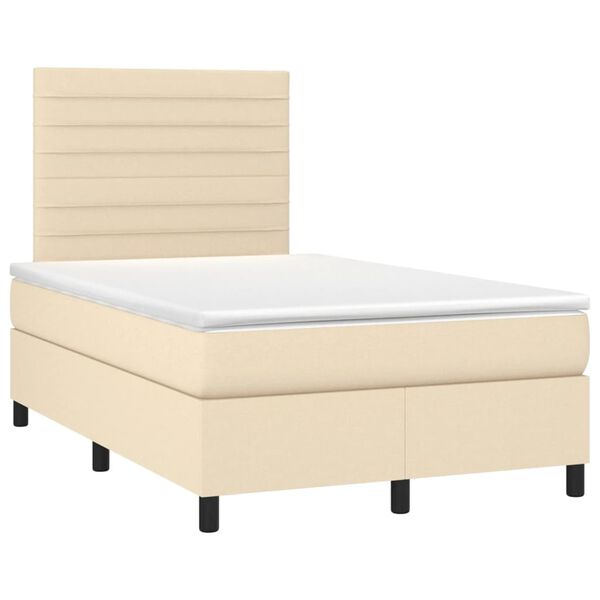 vidaXL Cama box spring c/ colch&atilde;o e LED 120x190 cm tecido cor creme