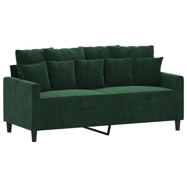 vidaXL Sofá de 2 lugares 140 cm veludo verde-escuro