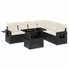 vidaXL 7 pcs conjunto de sof&aacute;s p/ jardim c/ almofad&otilde;es vime PE preto