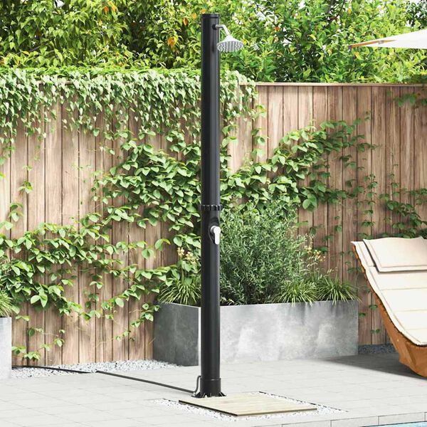 vidaXL Chuveiro Solar para Exterior Preto 217 cm PVC e alumínio
