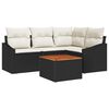 vidaXL Conjunto de Sof&aacute; de Jardim com almofada 5 pcs Preto vime PE