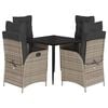 vidaXL 5 pcs conjunto de jantar p/ jardim c/ almofad&otilde;es vime PE cinza