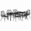 vidaXL Conjunto de Jantar para Jardim 7 pcs Preto vime PE