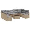 vidaXL Conjunto de Sof&aacute;s 10 unid. Bege vime PE