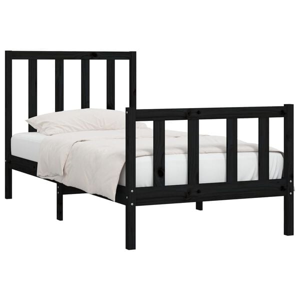vidaXL Estrutura de cama 100x200 cm madeira maci&ccedil;a preto