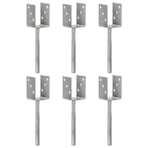 vidaXL &Acirc;ncoras de veda&ccedil;&atilde;o 6 pcs 7x6x30 cm a&ccedil;o galvanizado prateado
