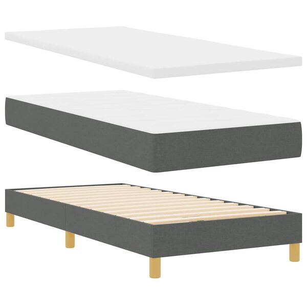 vidaXL Cama Box com colch&atilde;o Cinza Escuro 200 x 90 cm Poli&eacute;ster