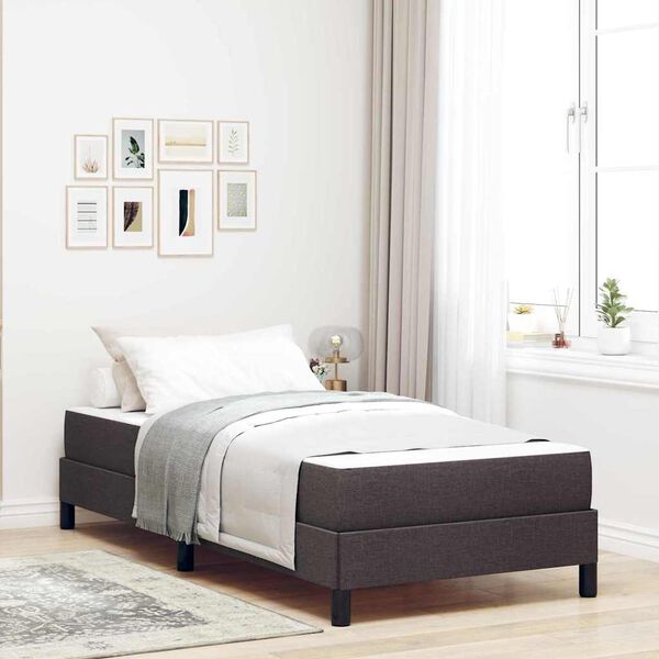 vidaXL Cama Box com colch&atilde;o Marrom Escuro 90 x 190 cm tecido