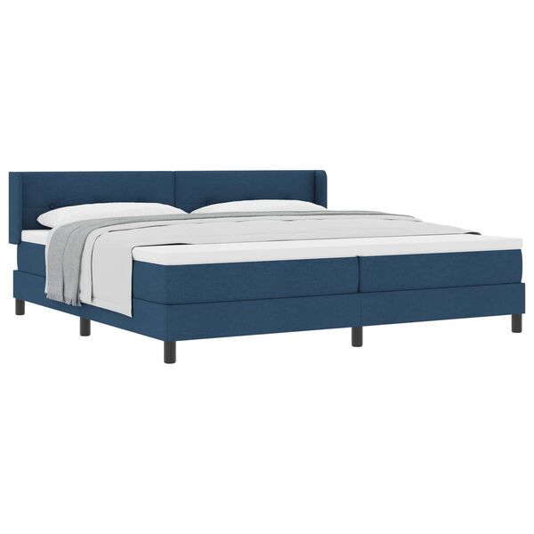vidaXL Cama Box com colch&atilde;o com cabeceira Azul 200 x 200 cm Poli&eacute;ster