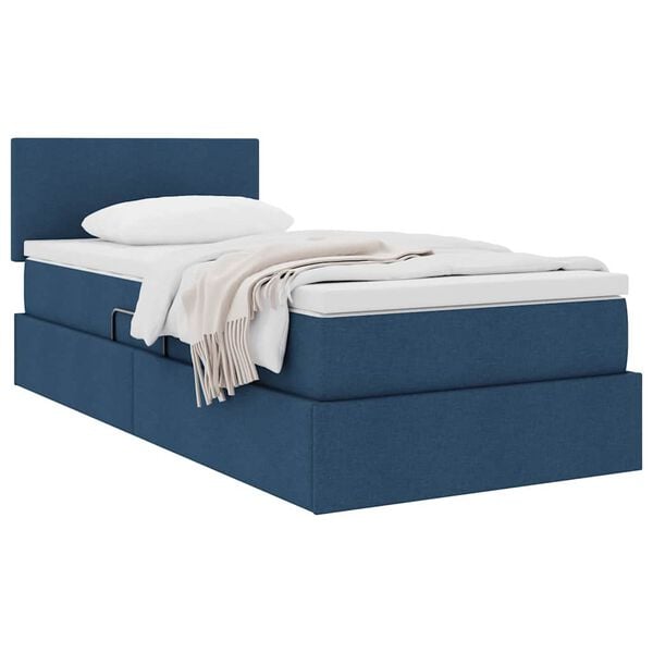 vidaXL Cama com arruma&ccedil;&atilde;o e colch&atilde;o com colch&atilde;o Azul 90 x 190 cm