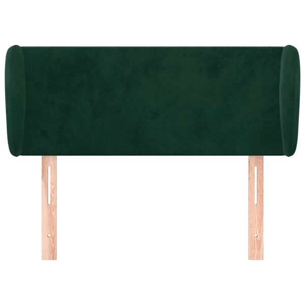 vidaXL Cabeceira de cama c/ abas veludo 103x23x78/88cm verde-escuro