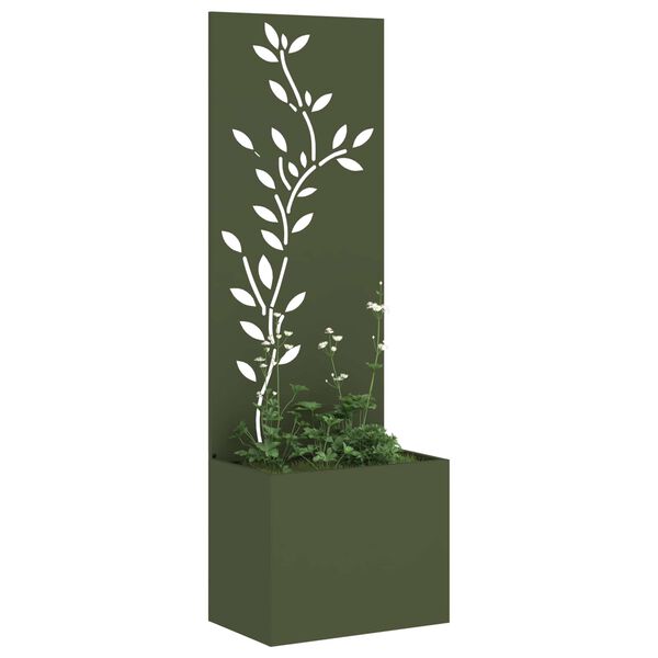 vidaXL Tela de Privacidade para Jardim Floral Verde-oliva 50 x 150 cm