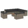 vidaXL 14 pcs conjunto sof&aacute;s p/ jardim c/ almofad&otilde;es vime PE cinzento