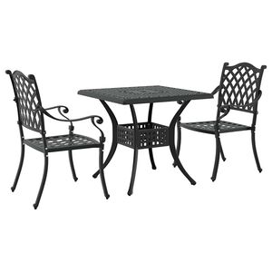 vidaXL Conjunto de Mesa de Jardim 3 pcs Preto Alum&iacute;nio Fundido