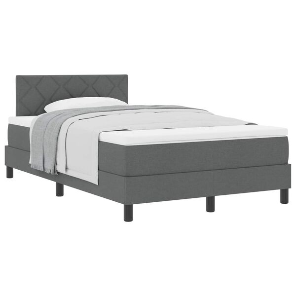 vidaXL Cama Box com colch&atilde;o Cinza Escuro 120 x 190 cm tecido