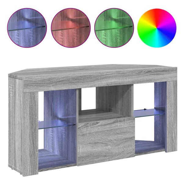 vidaXL Criado-mudo de LED para TV de Canto Cinza Sonoma