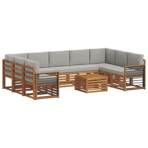 vidaXL Conjuntos de sof&aacute;s com almofada 10 pcs Cinza Natural e Claro