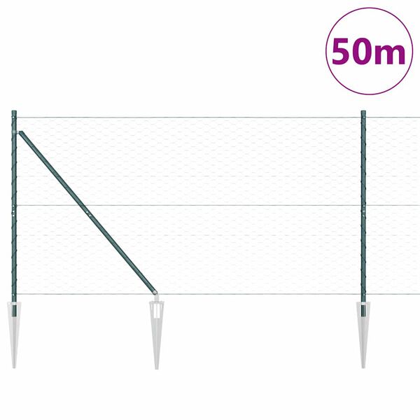 vidaXL Poste de Cerca Verde 50 x 1,4 m (malha de 50 mm) A&ccedil;o e PVC
