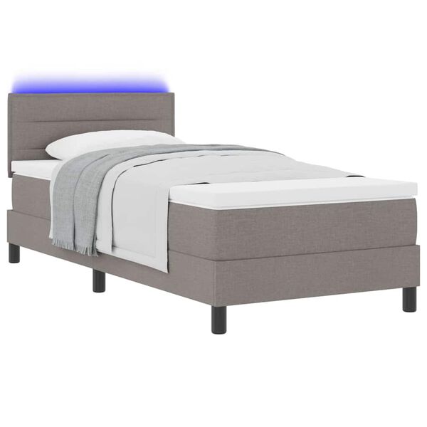 vidaXL Cama Box com colch&atilde;o Cinzento-acastanhado 90 x 190 cm tecido