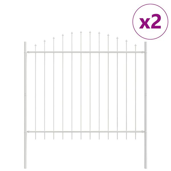 vidaXL Cerca para Jardim 2 pcs Branco 170 x 165 cm A&ccedil;o revestido a p&oacute;