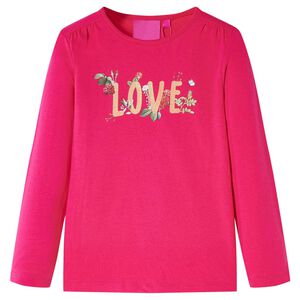T-shirt de manga comprida para crian&ccedil;a rosa-choque 116