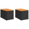 vidaXL Mesas de apoio p/ jardim 2 pcs vime PE/madeira maci&ccedil;a preto