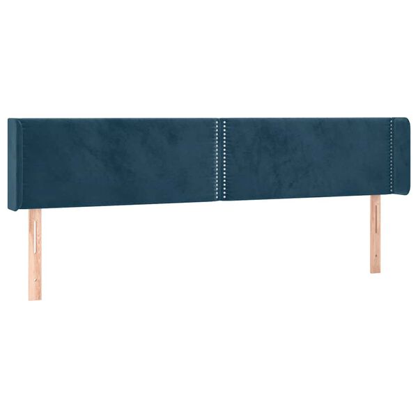 vidaXL Cabeceira de cama c/ abas tecido 183x16x78/88cm azul-escuro