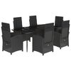vidaXL 7 pcs conjunto de jantar p/ jardim c/ almofad&otilde;es vime PE preto