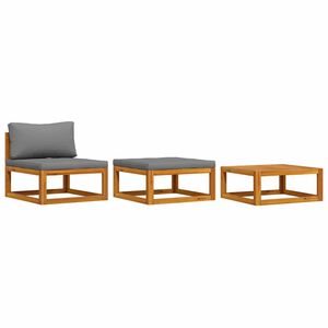 vidaXL 3 pcs conjunto lounge de jardim c/ almofad&otilde;es ac&aacute;cia maci&ccedil;a