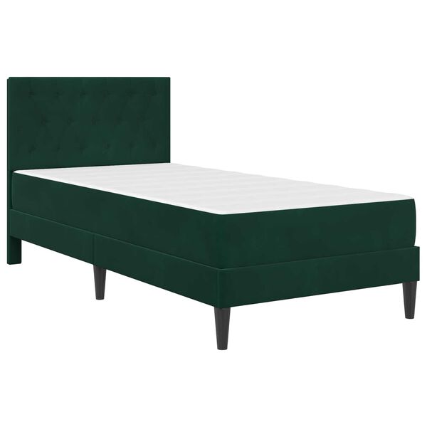 vidaXL Estrutura de cama com colch&atilde;o Verde Escuro 90 x 190 cm Veludo