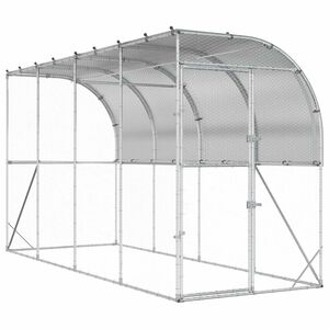 vidaXL Gaiola para Galinha Contra a Parede Prateado 600 x 150 x 215 cm