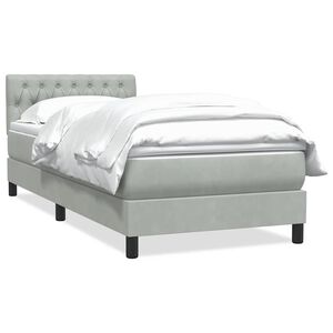 vidaXL Cama com molas/colch&atilde;o cinzento-claro 80x220 cm veludo