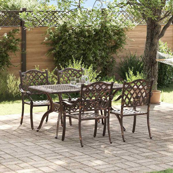 vidaXL Conjunto de Jantar para Jardim 5 pcs Bronze Alum&iacute;nio