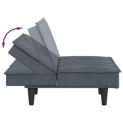 vidaXL Sofá-cama com suportes para copos veludo cinzento-escuro