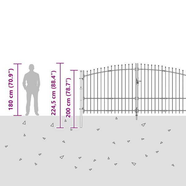 vidaXL Port&atilde;o de jardim Woerden em a&ccedil;o, 1,25 x 4 m, preto