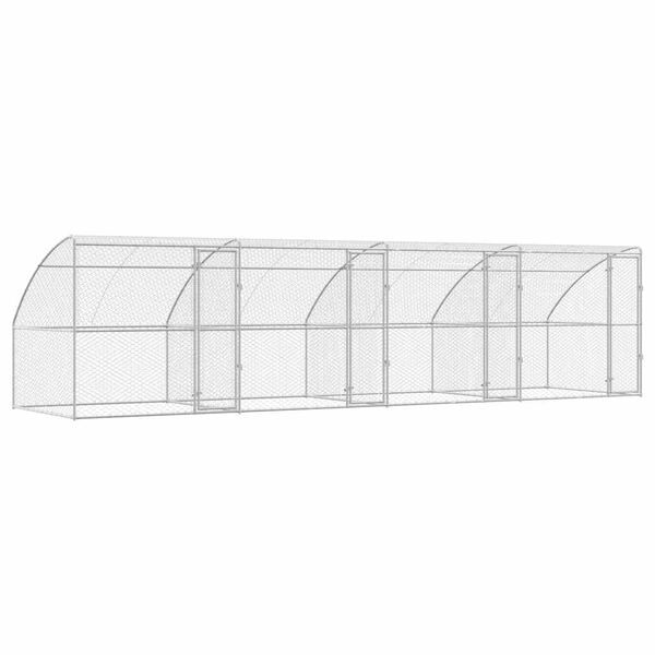vidaXL Canil de Cachorro 4 pcs Prateado 8 x 2 x 2 m A&ccedil;o galvanizado