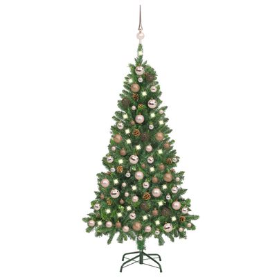 vidaXL Árvore Natal artificial pré-iluminada c/ bolas e pinhas 150 cm