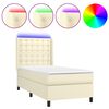 vidaXL Cama box spring c/ colch&atilde;o/LED 90x200 cm couro artificial creme