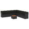 vidaXL 10 pcs conjunto sof&aacute;s de jardim c/ almofad&otilde;es vime PE preto