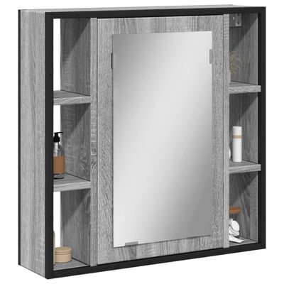 vidaXL Armário casa banho c/ espelho derivados madeira cinzento sonoma