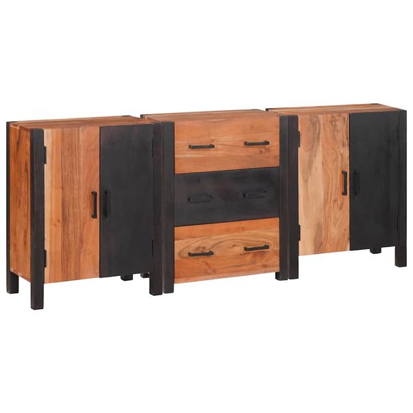 vidaXL Buffet 3 pcs Castanho 55 x 30 x 75 cm Madeira de acácia maciça