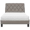 vidaXL Cama com colchão 100x200 cm tecido cinzento-acastanhado