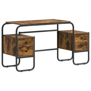 vidaXL Mesa com Armazenamento Carvalho Fumado 145 x 50 x 75 cm