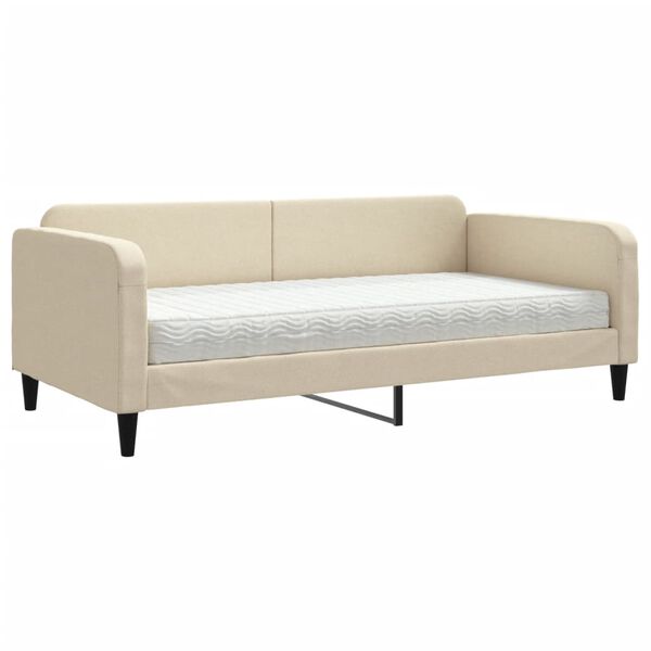 vidaXL Sof&aacute;-cama com colch&atilde;o 100x200 cm tecido cor creme