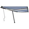 vidaXL Toldo retrátil manual com LED 400x350 cm azul e branco