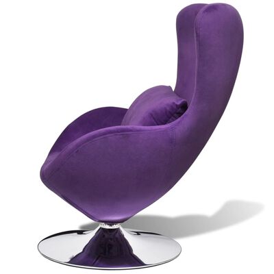 vidaXL Cadeira giratória em forma de ovo c/ almofadão veludo roxo