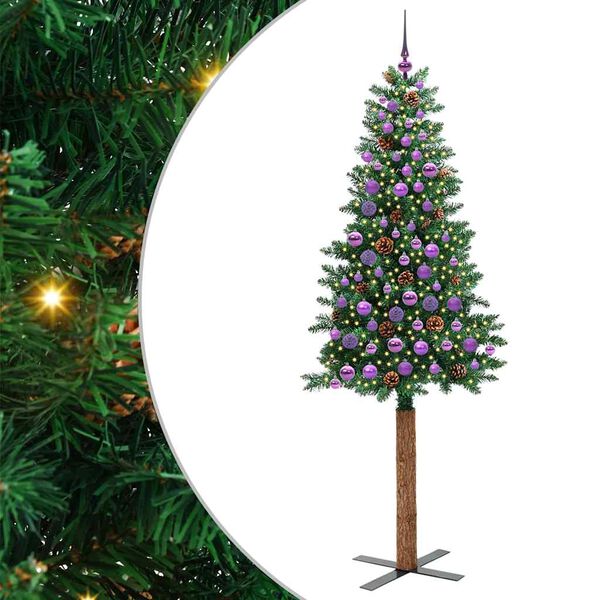 vidaXL &Aacute;rvore de Natal Slim com 300 LEDs com suporte Verde 210 cm