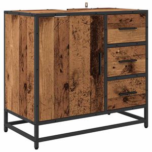 vidaXL Arm&aacute;rio de Banheiro com gaveta Madeira Antiga 65 x 33 x 60 cm