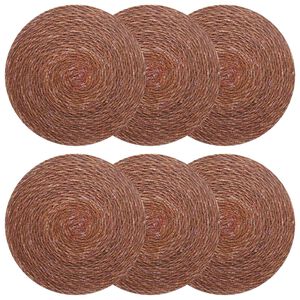 vidaXL Sousplat de Erva Marinha 6 unid. Castanho 100% Erva marinha